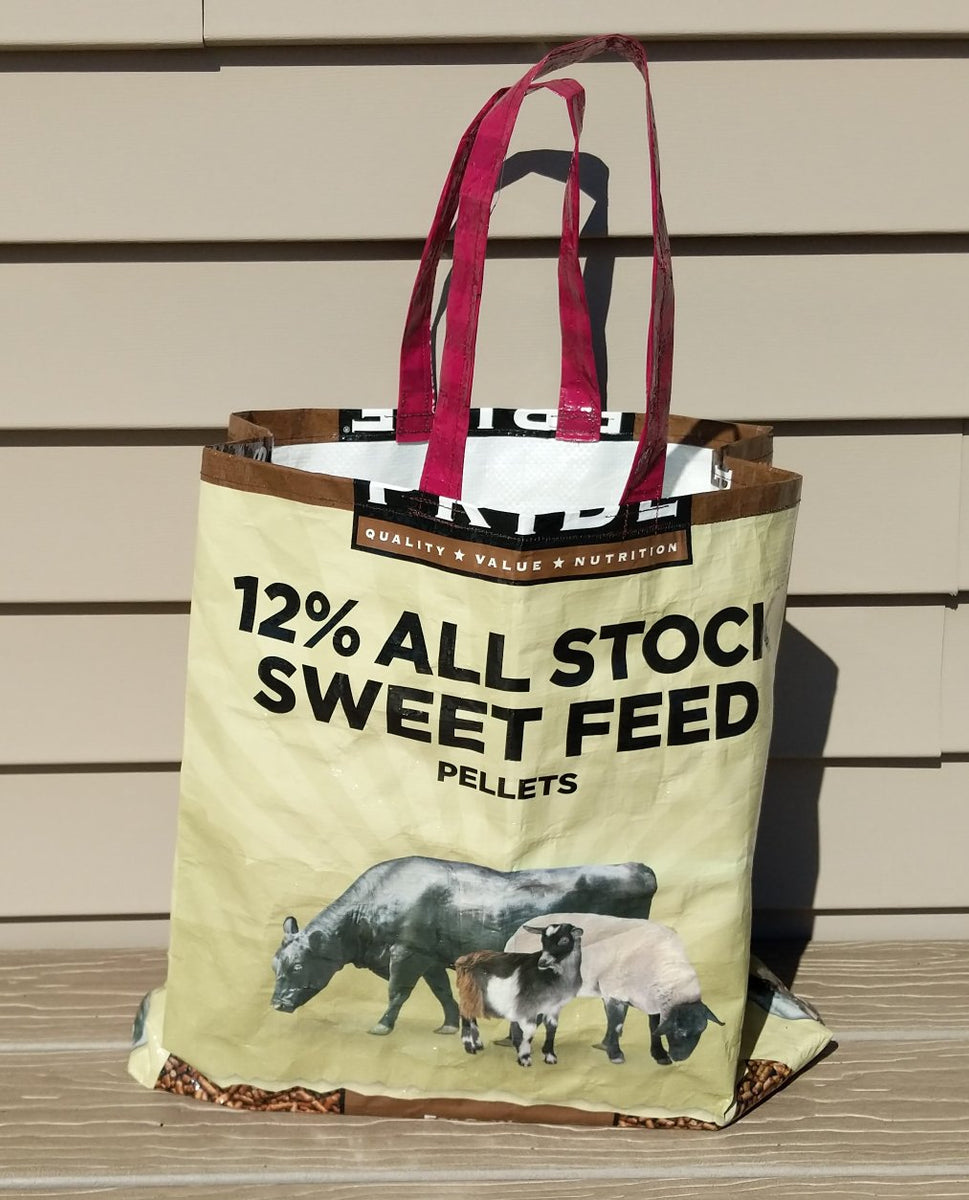 Market Tote bag made from Recycled Feed Bags - Sweetfeed – Whispering Pines Farm market-tote-bag-made-from-recycled-feed-bags-sweetfeed-whispering-pines-farm